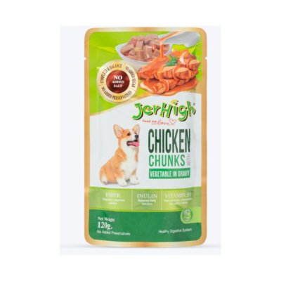 پوچ سگ جرهای طعم مرغ و سبزیجات 120 گرمی | JerHigh Chicken And Vegetable