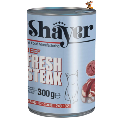 کنسرو سگ شایر استیک طعم گوشت قرمز بیف 300 گرمی | Shayer Fresh Steak Beef