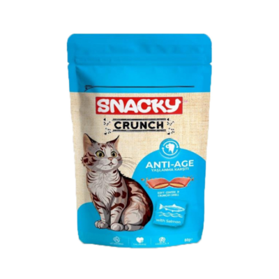 تشویقی گربه ضدپیری کرانچ اسنکی طعم ماهی سالمون 60 گرمی | Snacky Crunch