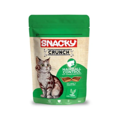 تشویقی گربه کنترل گلوله مویی کرانچ اسنکی طعم مرغ 60 گرمی | Snacky Crunch