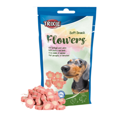 تشویقی سگ تریکسی طعم مرغ و بره 75 گرمی | Trixie Flowers Poultry & Lamb